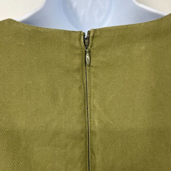 Lane Bryant Plus Size 20 Army Green Flutter Sleeve Canvas Peplum V-Neck Top Blou - Picture 7 of 11